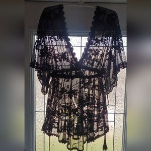 Johnny Was Black Lace Top